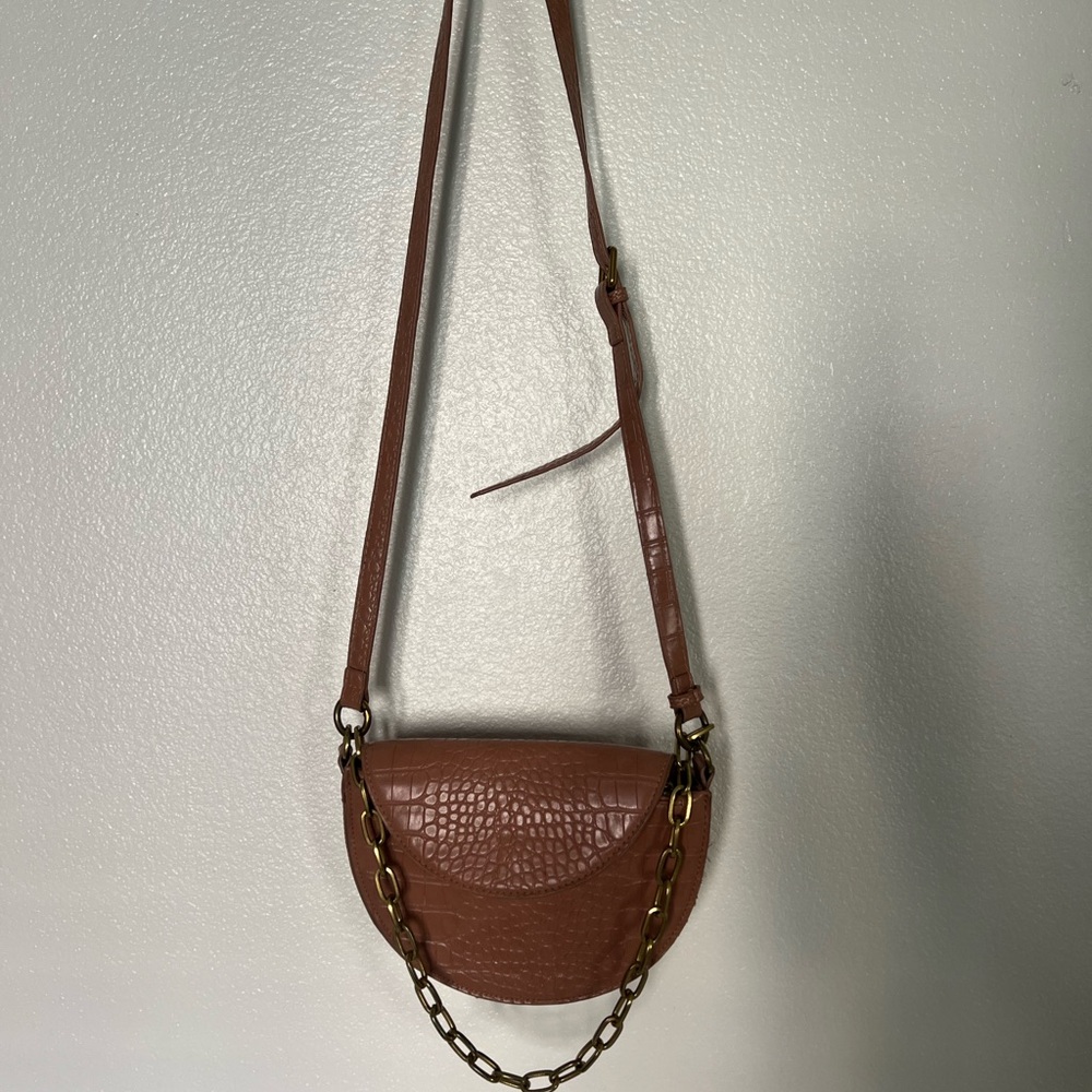 MMS Design Studio Brown Crossbody Bag with Chain Detail